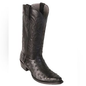 LOS ALTOS GENUINE BLACK OSTRICH SNIP TOE WESTERN COWBOY BOOT 9.5